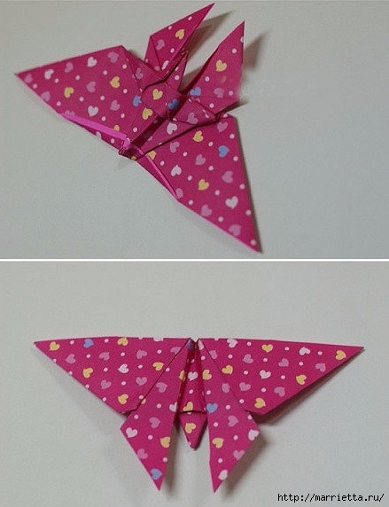 Бабочки из бумаги в технике оригами. 4 способа (23) (439x572, 132Kb)