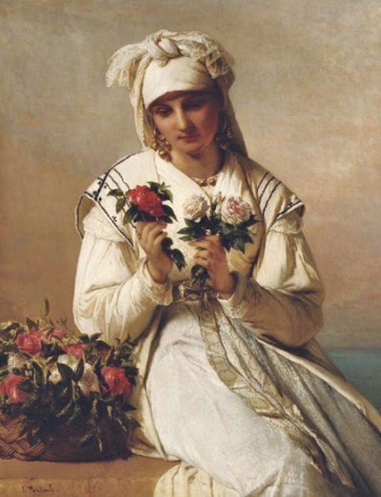 Jean-Fran?ois Portaels (Belgian painter, 1818-1895) Flower Seller (735x900, 95Kb)