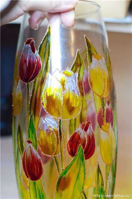 Роспись стеклянной вазы витражными красками (14) (425x640, 169Kb)