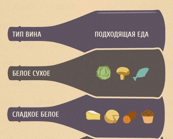 Как правильно подобрать вино к еде   понятная инфографика