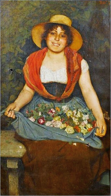 Gaetano Bellei (Italian artist, 1857-1922) Tuscan Flower Girl (590x900, 74Kb)