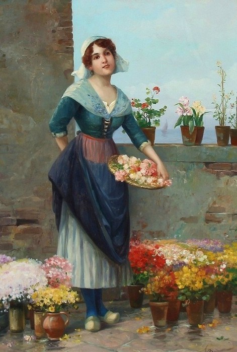 Josef Wenzel S?ss (Austrian artist, 1857  1937) A woman selling flowers (671x900, 85Kb)