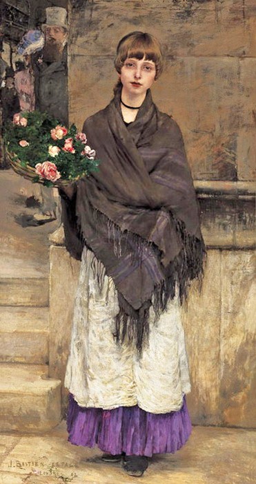 Jules Bastien-Lepage (French Realist Painter, 1848-1884) Flower Seller in London 1882 (571x900, 81Kb)