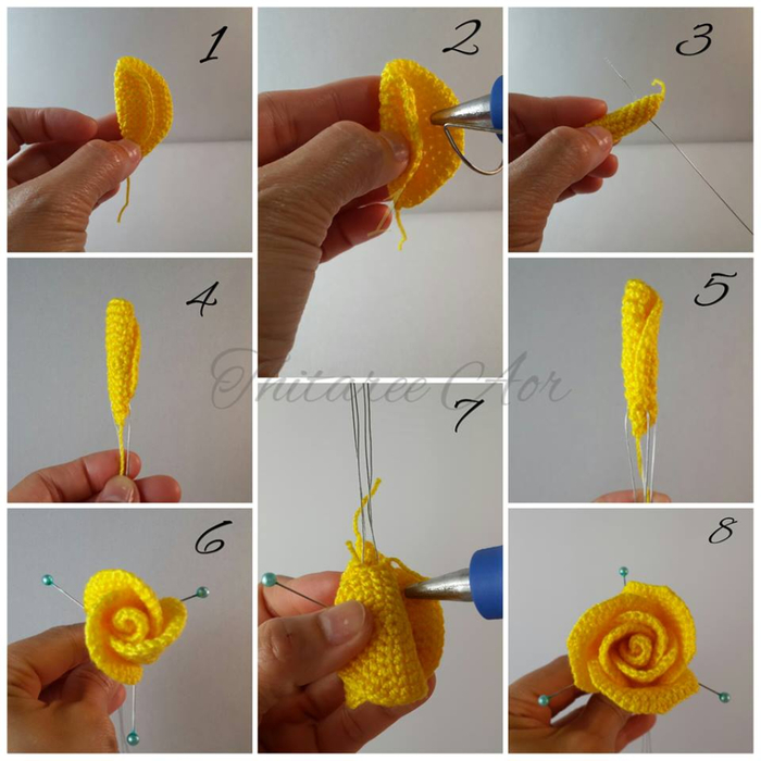 Как связать крючком розу (1)