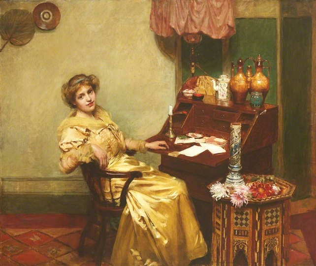 Girl at a Bureau (642x540, 370Kb)