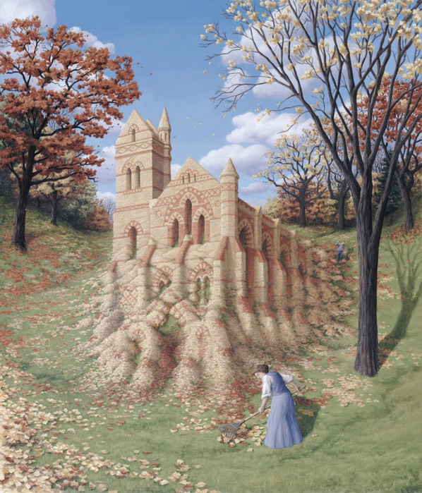 Rob Gonsalves Autumn Architecture (598x700, 554Kb)