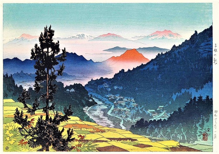 Серия Десять видов провинции Синано (Series Ten views of Shinano Province)_Kanbayashi no asa    1948    27.9 х 39.4    ксилография (700x490, 152Kb)