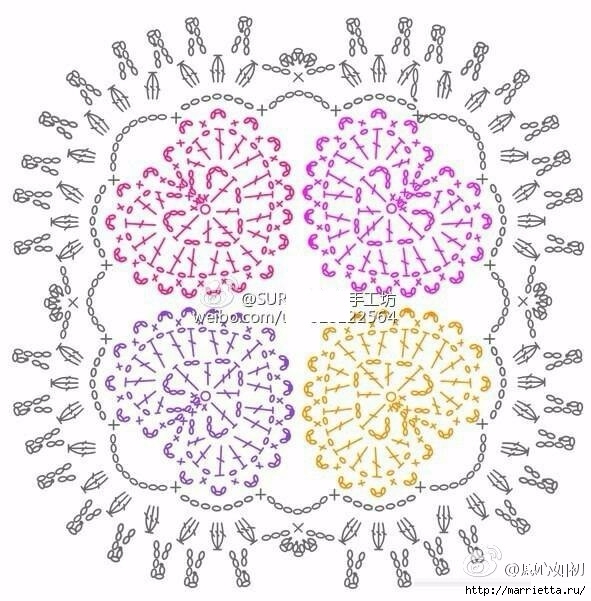 Квадратный мотив крючком с сердечками (1) (591x601, 216Kb)