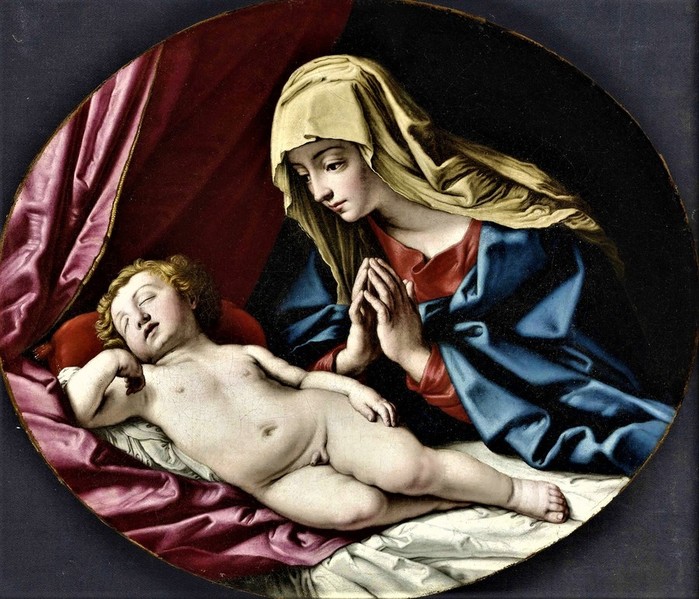 Мадонна обожает спящего Младенца Христа   (The Madonna adoring the sleeping Christ Child)  38.1 x 44.4  х.,м.  Частное собрание (700x599, 131Kb)