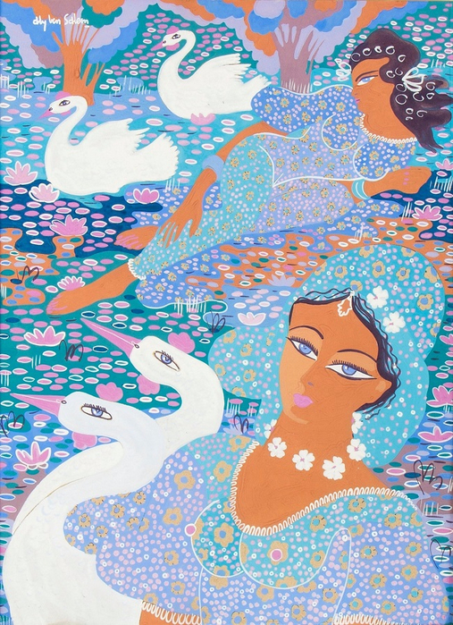      (Motive with figures and swans) (507x700, 574Kb)