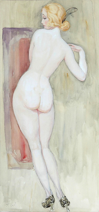 Gerda Wegener Back turned female nude in pumps, 1922 (327x700, 223Kb)