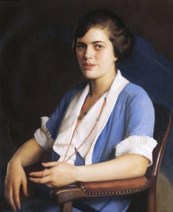 Portrait Of A Young Woman In Blue. 1900 (572x700, 301Kb)