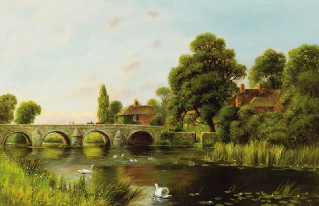 Swans by the Bridge (652x422, 278Kb)