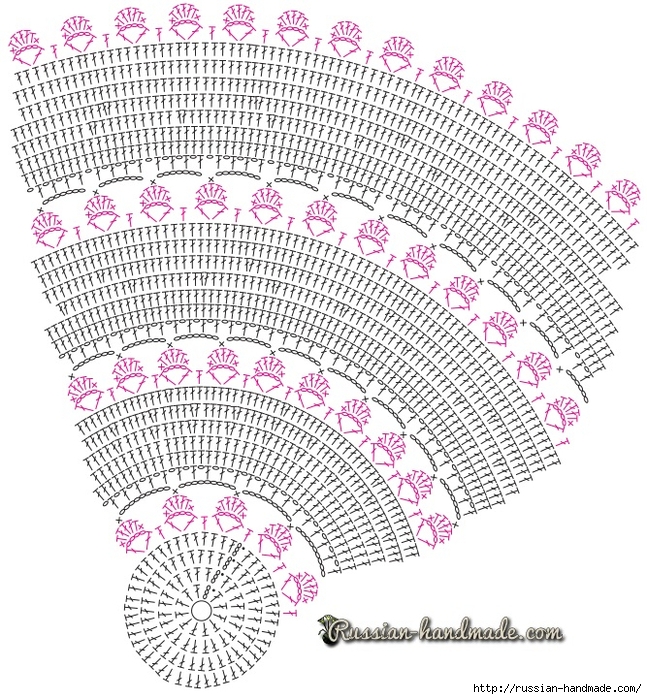 Серый круглый коврик с розовой отделкой крючком (2) (647x700, 423Kb)