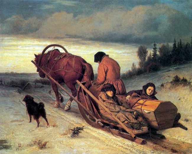 Описание картины «Дети сироты на кладбище», Перов, 1864