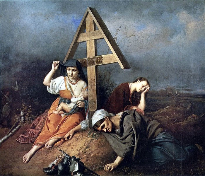 Описание картины «Дети сироты на кладбище», Перов, 1864