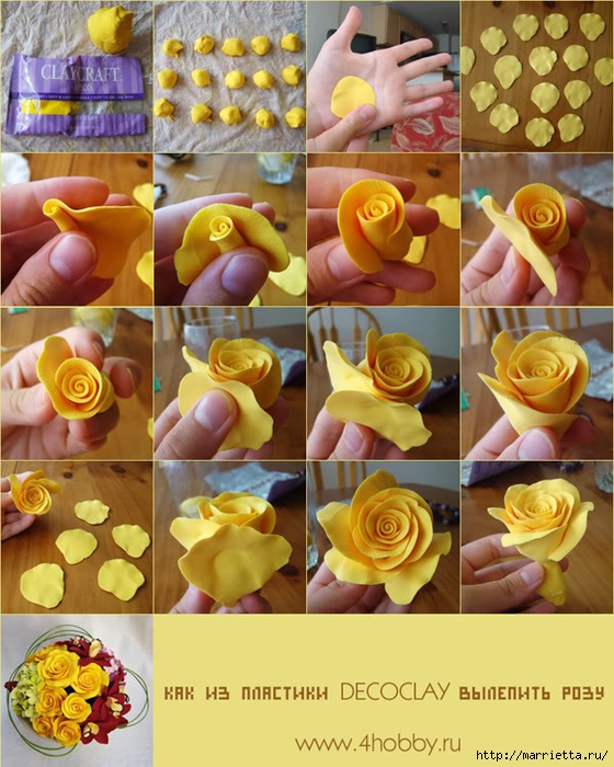 Роза из пластики. Как лепить розу (1) (560x700, 319Kb)