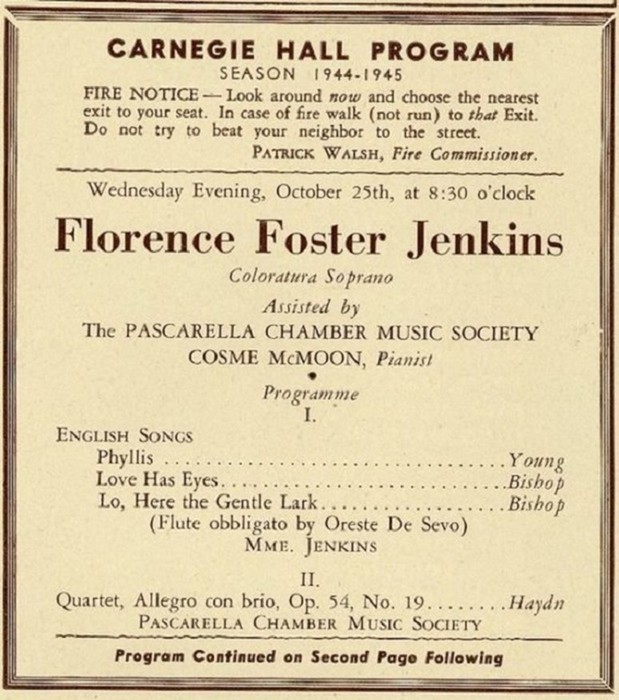 Флоренс Фостер Дженкинс — оперная певица, которая не умела петь