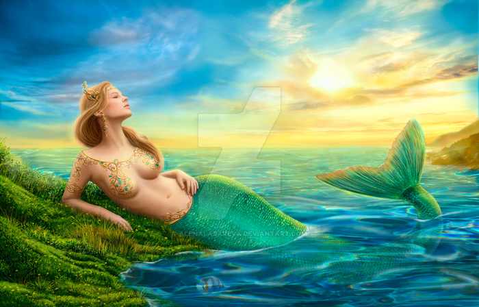 beautiful_princess__fantasy_mermaid_at_sunset_by_alenalazareva-d84jlc0 (700x448, 435Kb)
