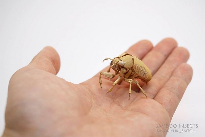 Noriyuki Saitoh: скульптуры насекомых из дерева