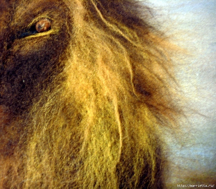 Рисуем шерстью картину «Царь зверей» (18) (700x614, 397Kb)