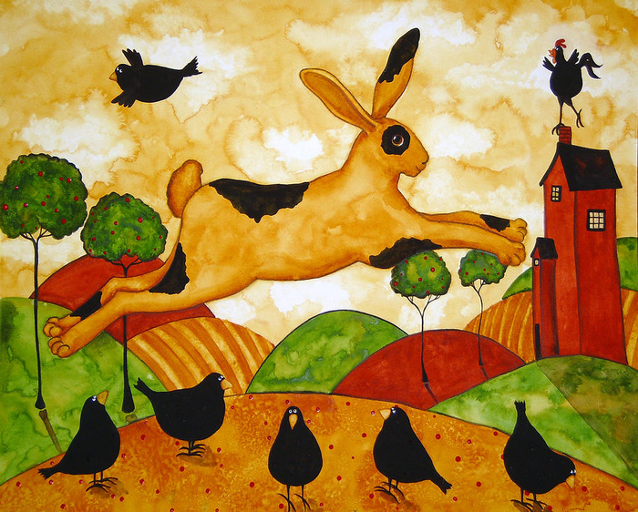 hubbs-children-art-folk-print-whimsical-italy-crow-bird-blackbird-bunny-rooster-debi-hubbs (700x562, 593Kb)