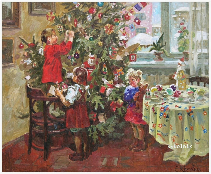 Хмелева Елена Владимировна (Россия 1966) «Рождественская ёлка» (700x578, 535Kb)