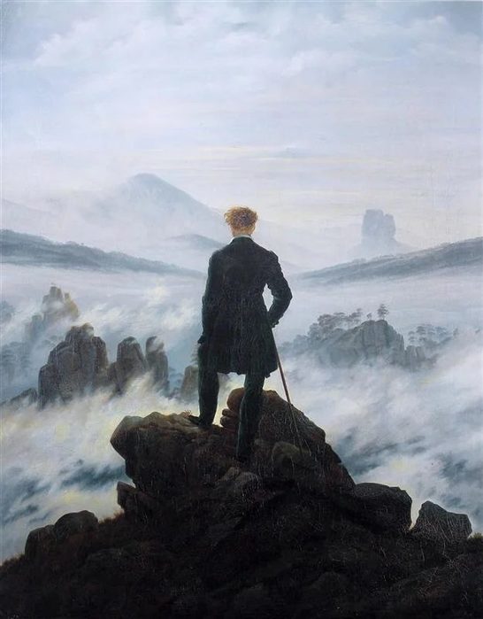 Картина Фридриха. Странник над морем тумана. Der Wanderer über dem Nebelmeer. 