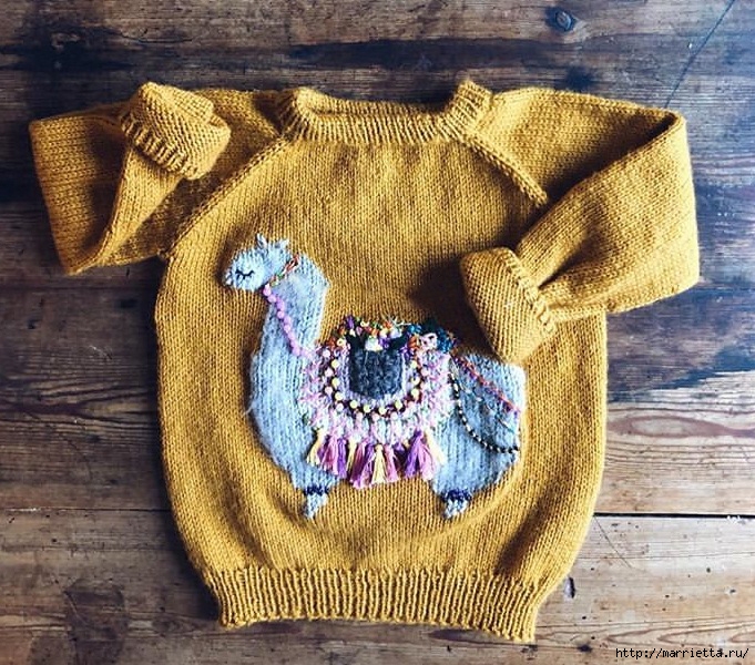 Детский пуловер с вышивкой «Лама с седлом» (6) (681x600, 390Kb)