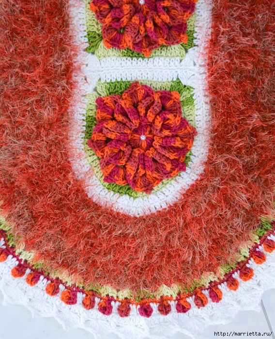 Овальный коврик с цветами из пряжи «травка» (2) (568x700, 440Kb)