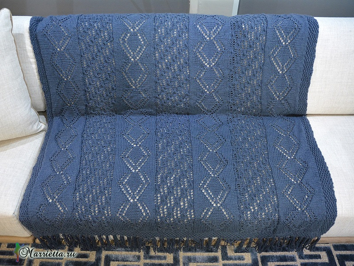 Вязание спицами накидки на диван. Схемы вязания (3) (700x524, 503Kb)