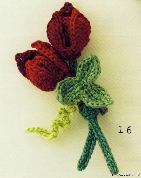Цветы крючком для создания украшений. Схемы вязания (15) (552x700, 268Kb)
