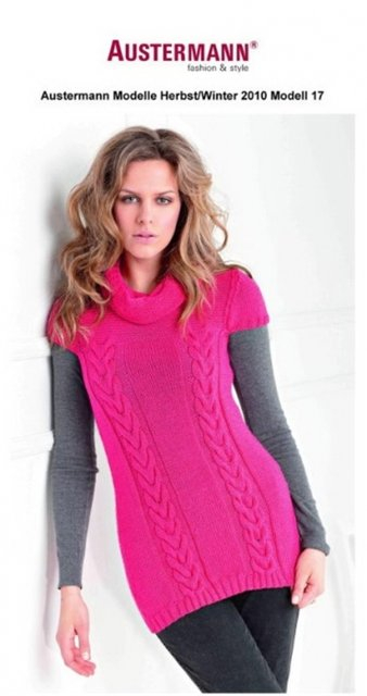 Длинный розовый пуловер с коротким рукавом (1) (338x640, 104Kb)