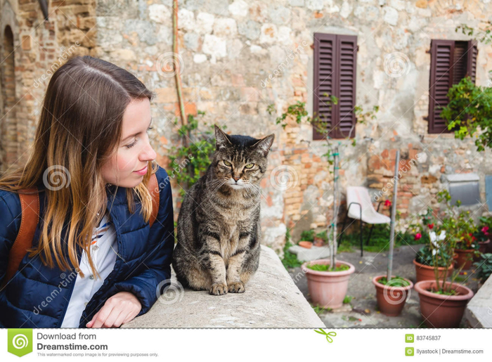 la-chica-joven-estГЎ-teniendo-una-charla-agradable-con-un-gato-local-en-italia-83745837 (700x515, 439Kb)
