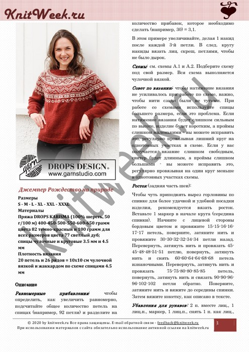 Джемпер  ождество на природе_1 (495x700, 268Kb)