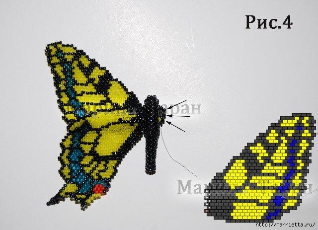 Бисер. Бабочка махаон или мозаичное плетение (18) (640x463, 160Kb)