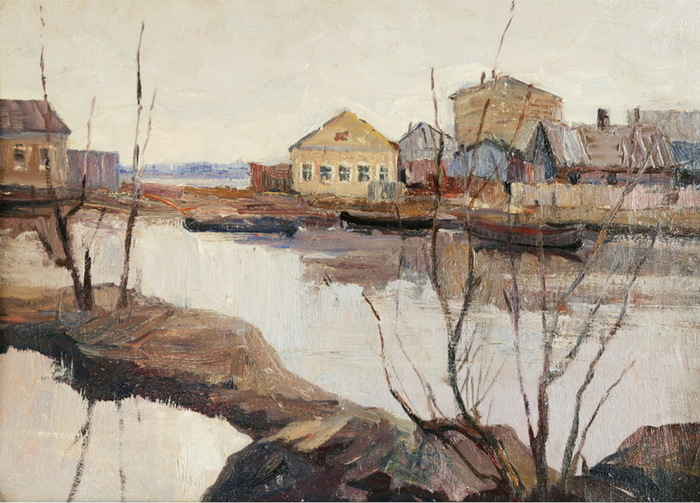 1955 Село весной. Х, м. 45 x 60 см. ООО АРТ-МОСТ г. Самара (700x503, 142Kb)