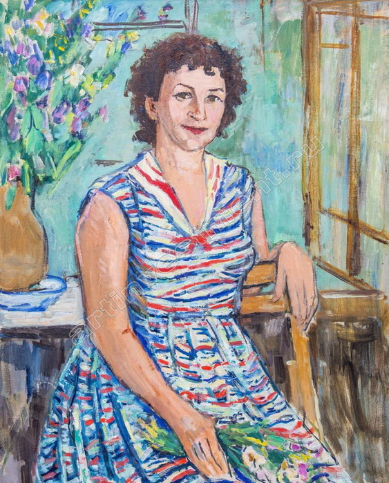 1958 Портрет Жени Каплиной. Х, м. 100×80 см. ЧС (563x700, 215Kb)