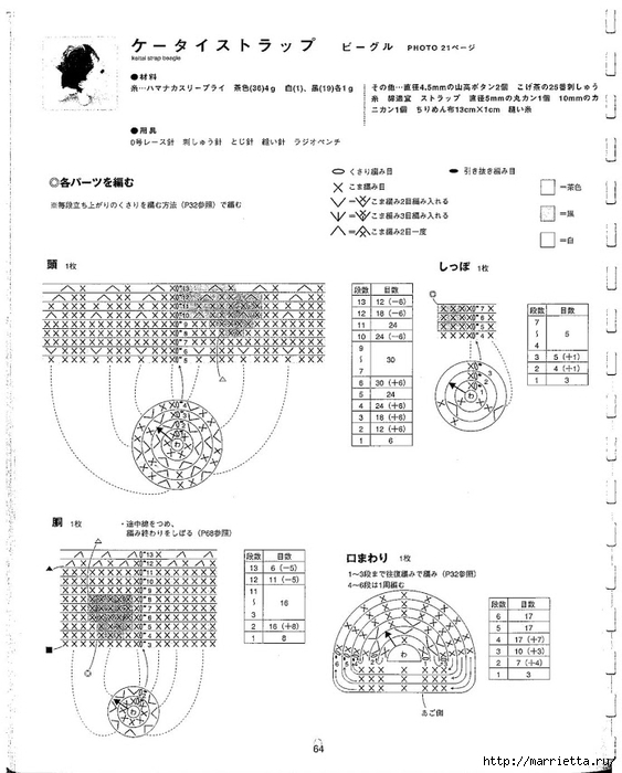 Игрушки АМИГУРУМИ крючком. Японский журнал со схемами (65) (563x700, 200Kb)