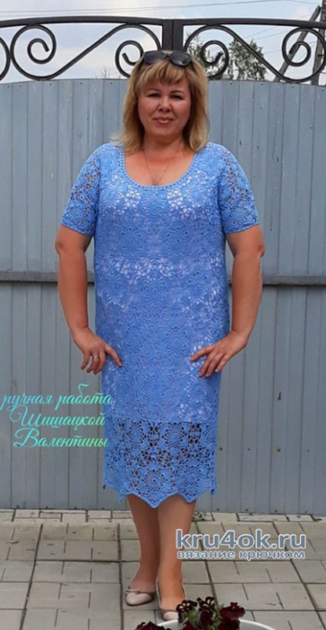 Летнее вязаное платье спицами схема вязания ажурного платья