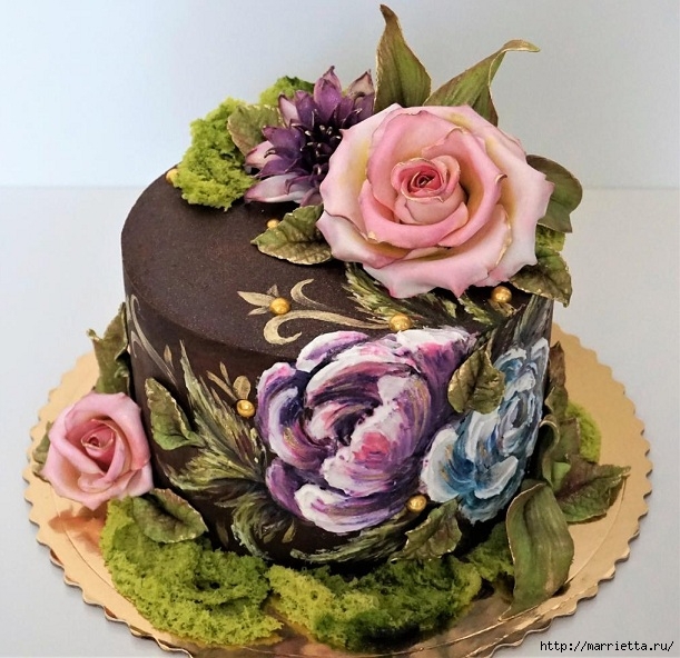 Очень красивый торт с розами из сахарной мастики (1) (611x592, 249Kb)