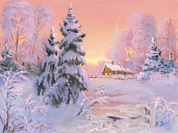 Виктор Янов зимний пейзаж 13 (700x521, 466Kb)