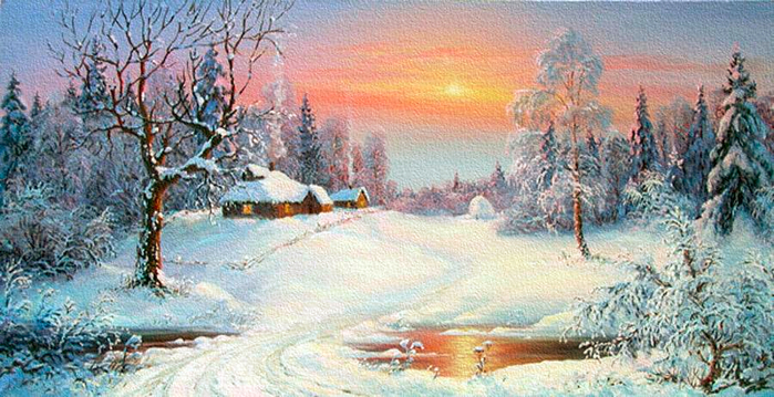 Виктор Янов зимний пейзаж 15 (700x359, 376Kb)
