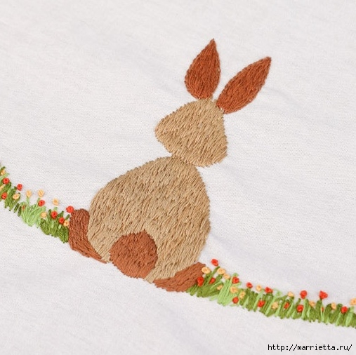 Вышивание кроликов для пасхальной скатерти (2) (507x506, 155Kb)