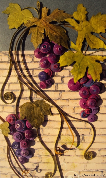 Грозди винограда из бумаги в технике квиллинг (19) (418x700, 308Kb)