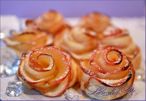 Букет роз из яблок - рецепт пирожного (5) (500x346, 218Kb)