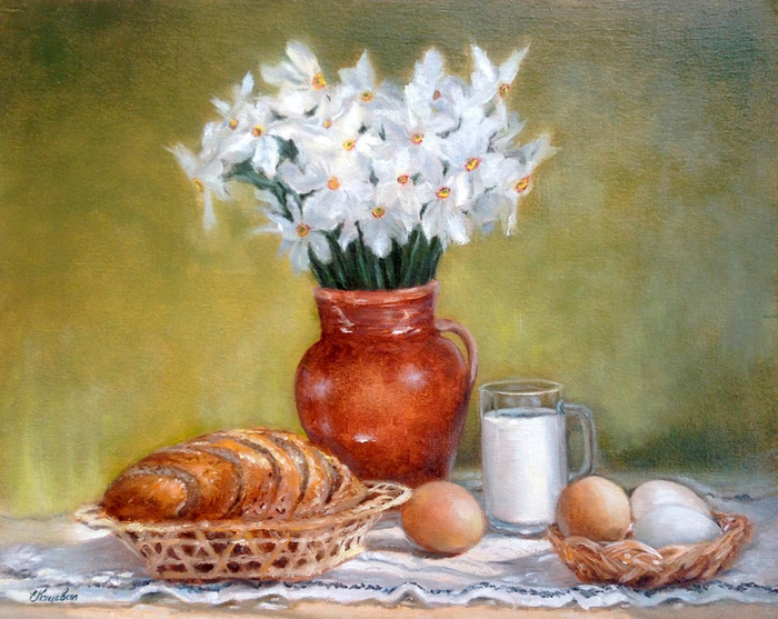 Елена Кацевал цветочные натюрморты 9 (700x557, 436Kb)