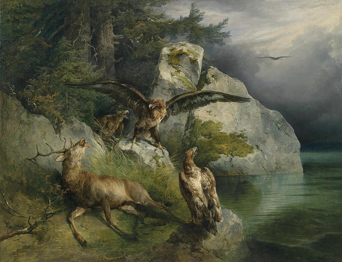 1280px-Friedrich_Gauermann_Adler_und_sterbender_Hirsch_1836 (700x535, 407Kb)