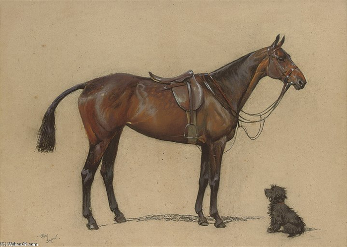 Beatrice+E+Parsons-A+Saddled+Bay+Hunter+And+A+Terrier+Companion (700x498, 281Kb)