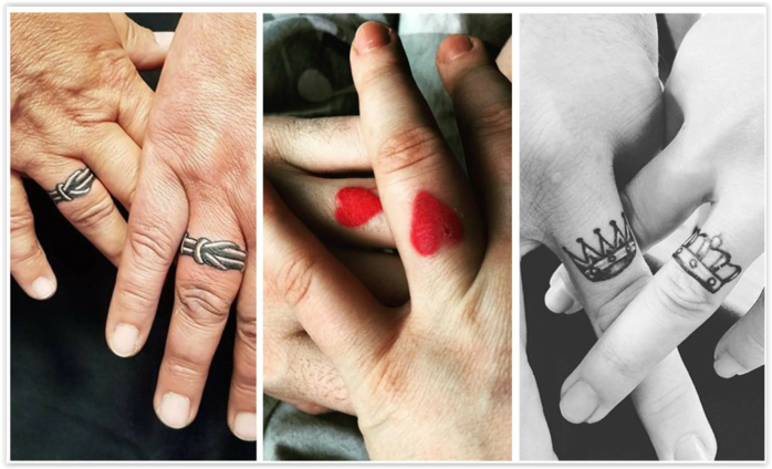 Обручальные кольца с татуировками на пальце: творческий способ показать свою любовь